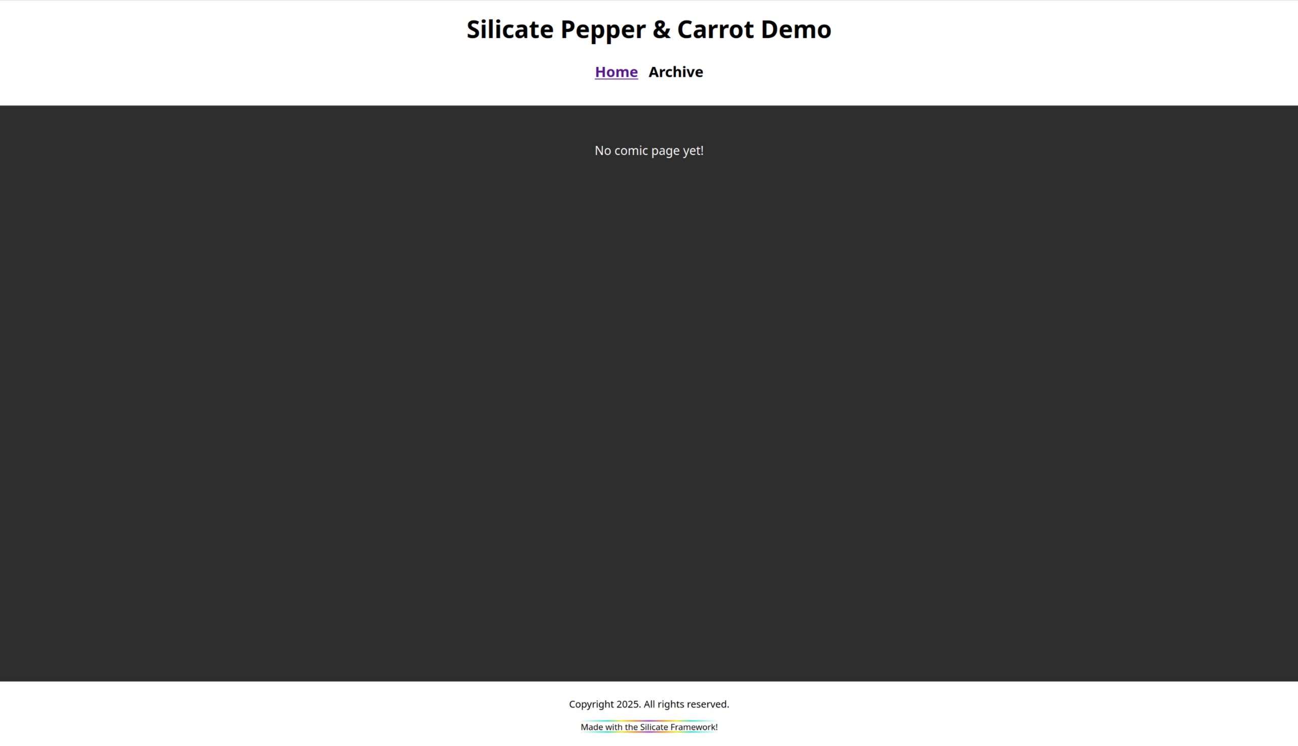 Home page with changed title